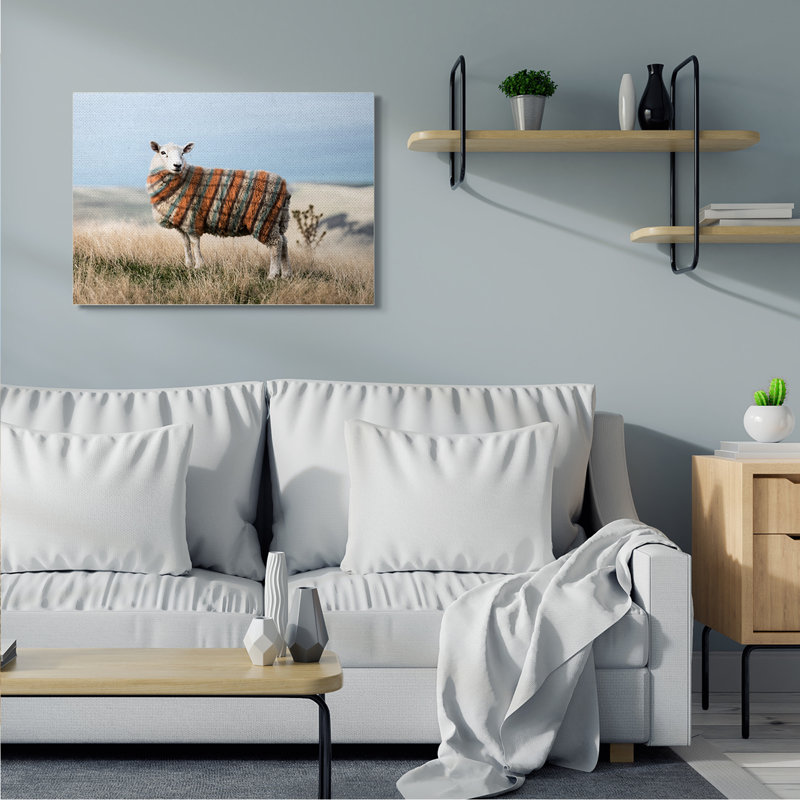 Chandail à motif de moutons, Toile tendue, H 30 po x l 40 po