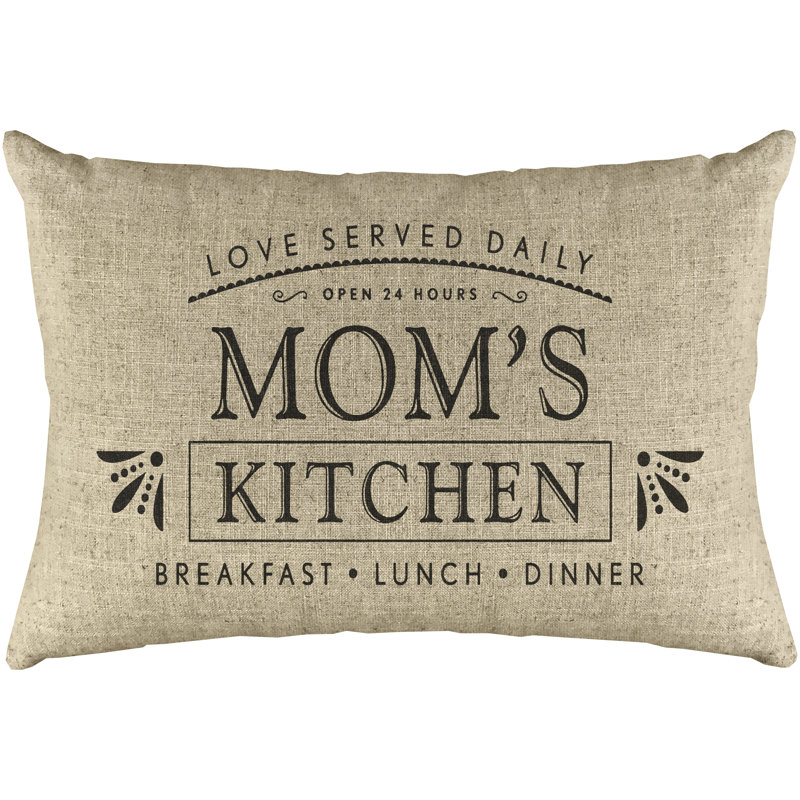  Mom's Kitchen Linen Lumbar Pillow