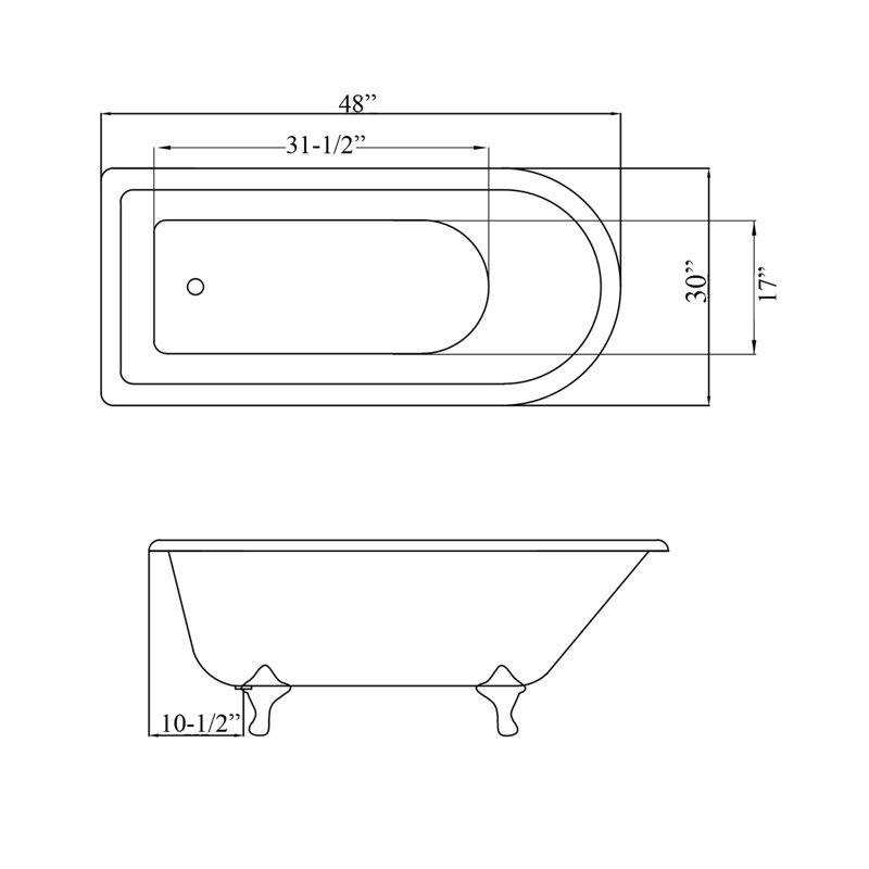 Addison 48'' x 30'' Freestanding Soaking Cast Iron Bathtub, Polished Brass