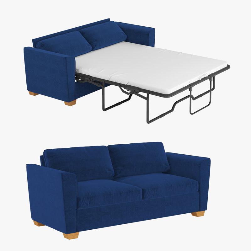 Causeuse-lit escamotable en velours double 70,8 po, canapé-lit 2 en 1 avec matelas en mousse à mémoire de forme pour petits espaces, bleu marine