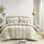 Ensemble d'édredon 3 pièces en taupe double / grand - 100% coton, rayures alternées, rembourrage, garniture, entretien, lavage