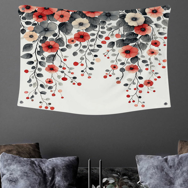 Tapisserie murale floral en cascade - décoration murale florale, H 50 po x l 60 po