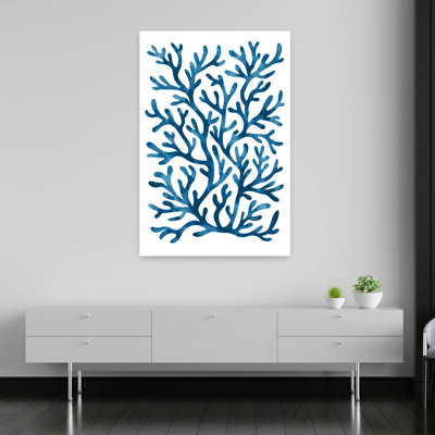 Deep Blue Coral Branches by EMELIEmaria - Wrapped Canvas Print