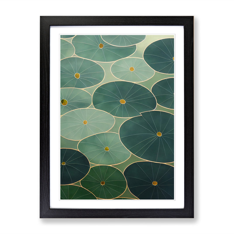 Water Lily Pond Abstract - Framed Print, 64cm H x 46cm W x 2cm D, Walnut