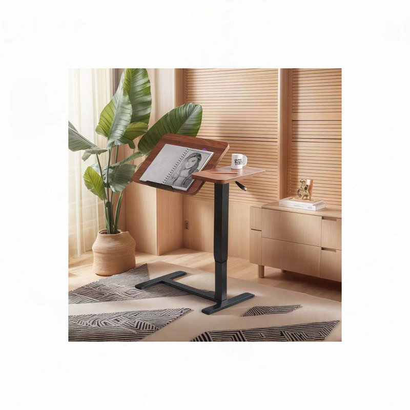 Table de chevet inclinable et mobile, Noyer, Noir