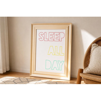 «Sleep All Day», art mural 22 po x 26 po, cadre doré