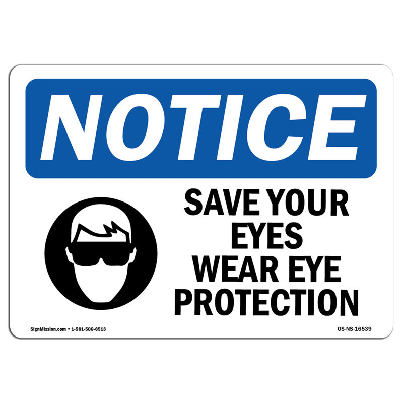 Panneau de protection pour les yeux «Save Your Eyes Porter» par Osha, H 12 po x l 18 po