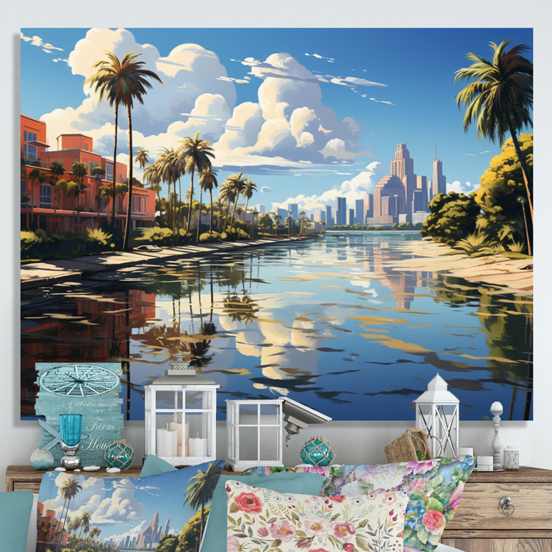 «Miami Sunshines State I», reproduction sur toile, H 16 po x l 32 po x P 1 po, Toile tendue