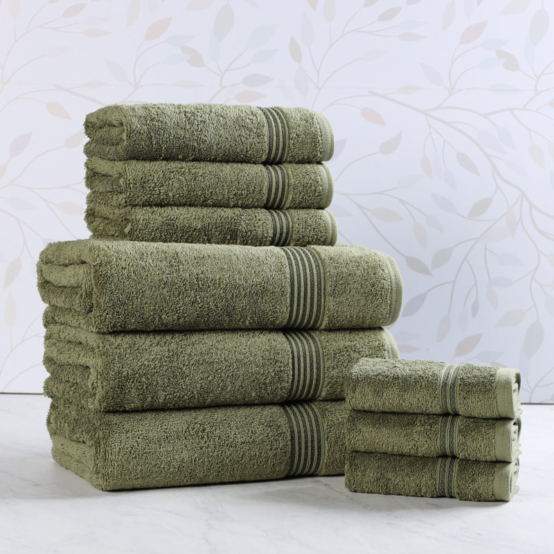 Ensemble de serviettes de bain 9 pièces Glennet Heritage, Vert forêt