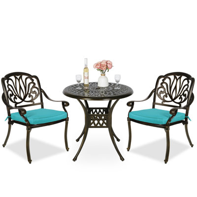 2 - Person Patio Dining Set with Round Table , Cushions Included