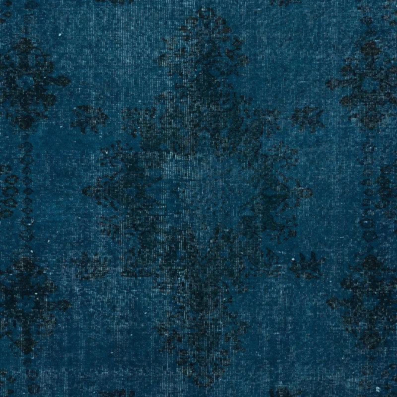 Tapis turc en laine fait à la main bleu marine 5,7 x 9 pi pour intérieurs modernes