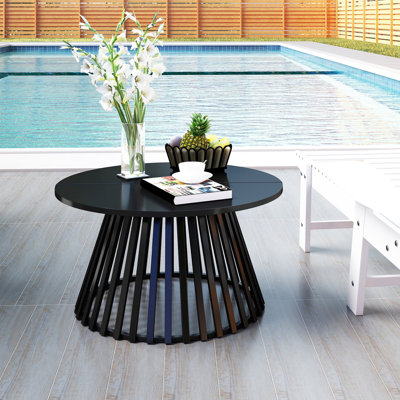 Table d'appoint extérieure en métal de 29,52 po de largeur, meubles de patio de table de bout pour le jardin, la piscine et la cour