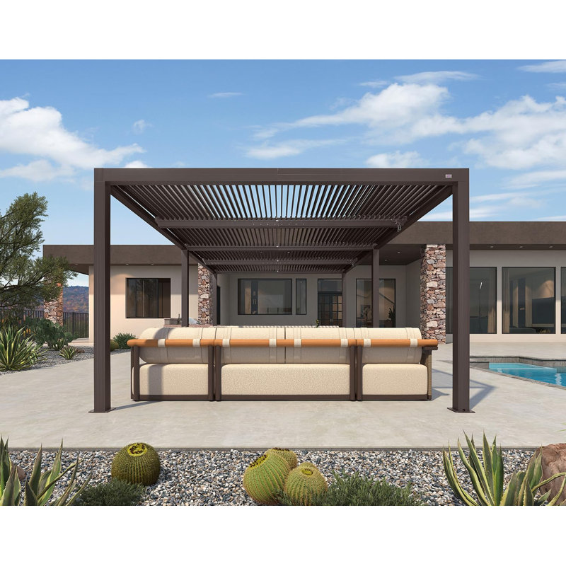Pergola à persiennes 20 pi L 12 pi. D Pavillon de jardin en aluminium avec toit ajustable