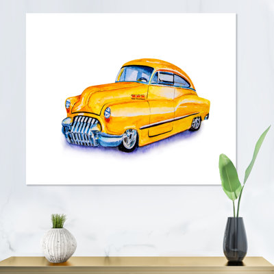 " Yellow Retro Car " Painting Print