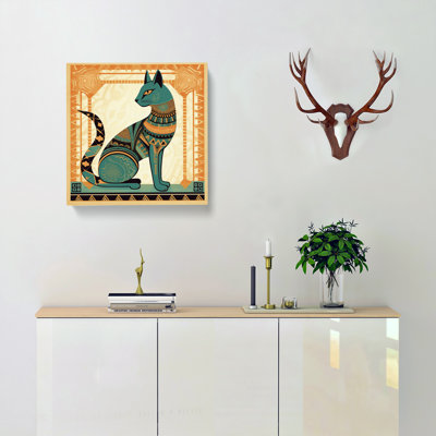 Egyptian Cat Art Deco - Wrapped Canvas