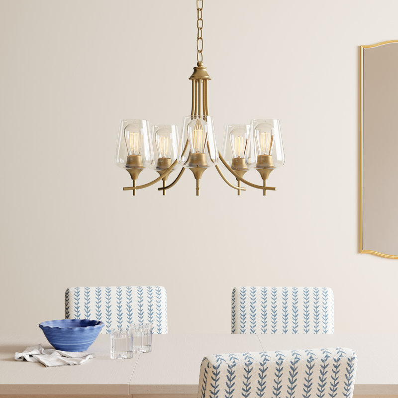Breena 5-Light Chandelier, Warm Brass, Clear