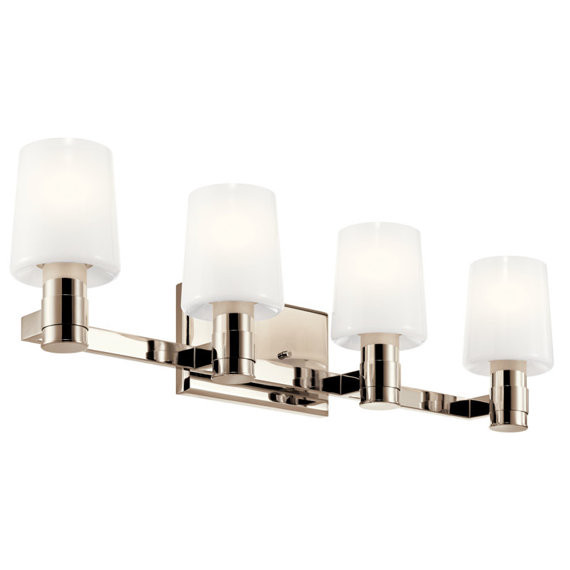 Polished Nickel 4-Light Vanity with Opal Glass Shades