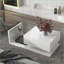 Table basse blanche moderne avec plateau en verre trempé Rangement pour le salon, assemblage facile-1154151409