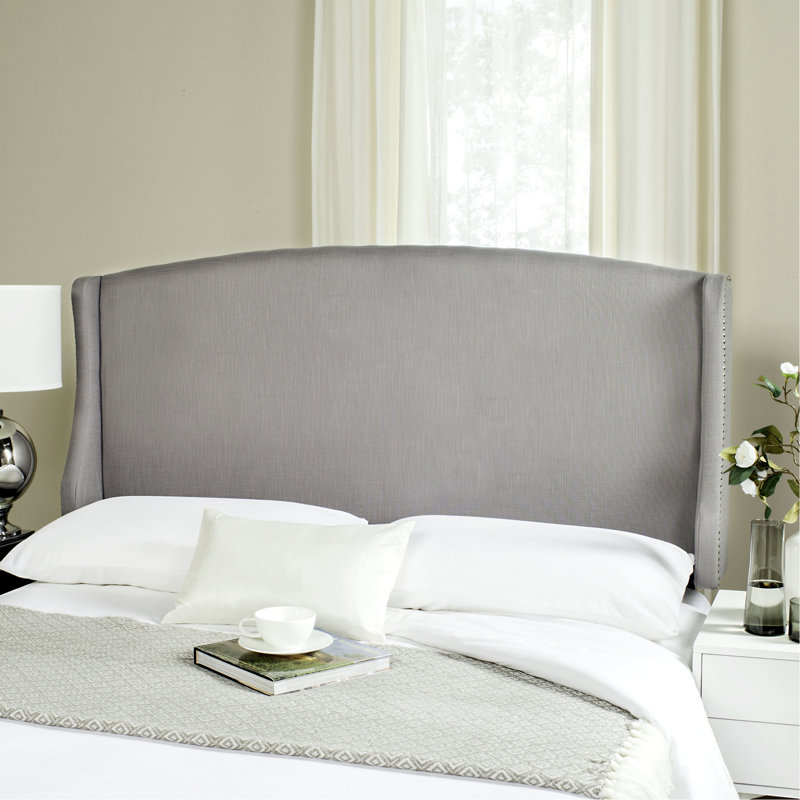 Hattiesburg Upholstered Wingback Headboard, Queen, Light Gray Polyester Blend