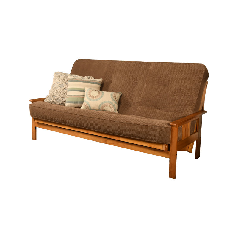 Johnte Queen 86" Futon Frame and Mattress, Butternut, Marmont Mocha, Premium Pocket Coil