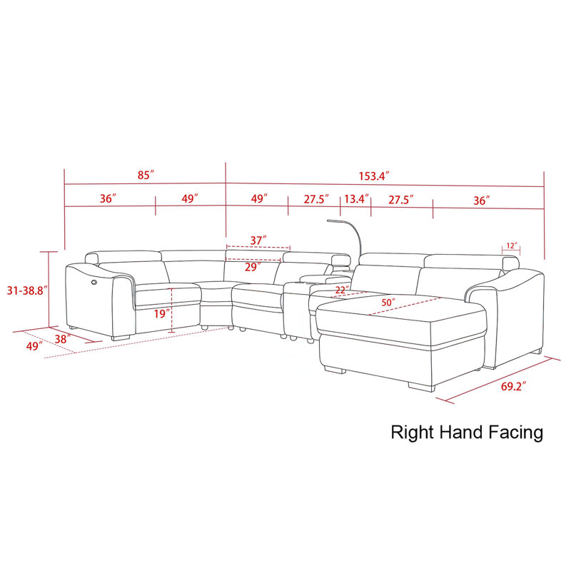 Erinique 6 - Piece Upholstered Sectional, Right Hand Facing