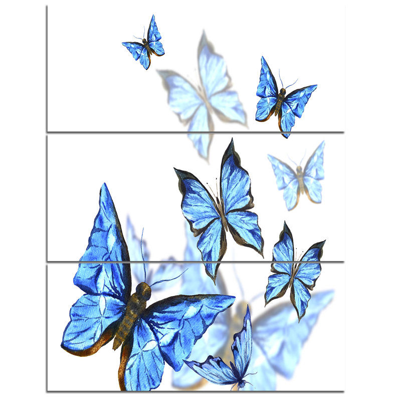 Large White Canvas with Colorful Butterflies Art