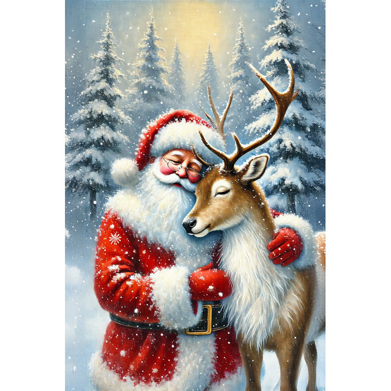 «Santa's Winter Whisper», reproduction d'art sur toile tendue, H 16 po x l 12 po x P 2 po