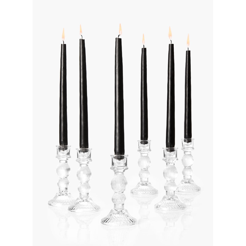Glass Tabletop Candlestick, 6" H x 3" W x 3" D