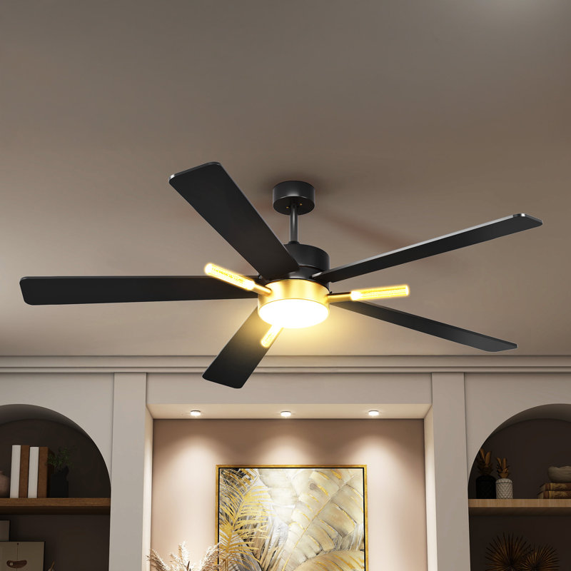 Ventilateurs de plafond de 52 pouces avec lumières et télécommande, tige en cristal, L 52 po