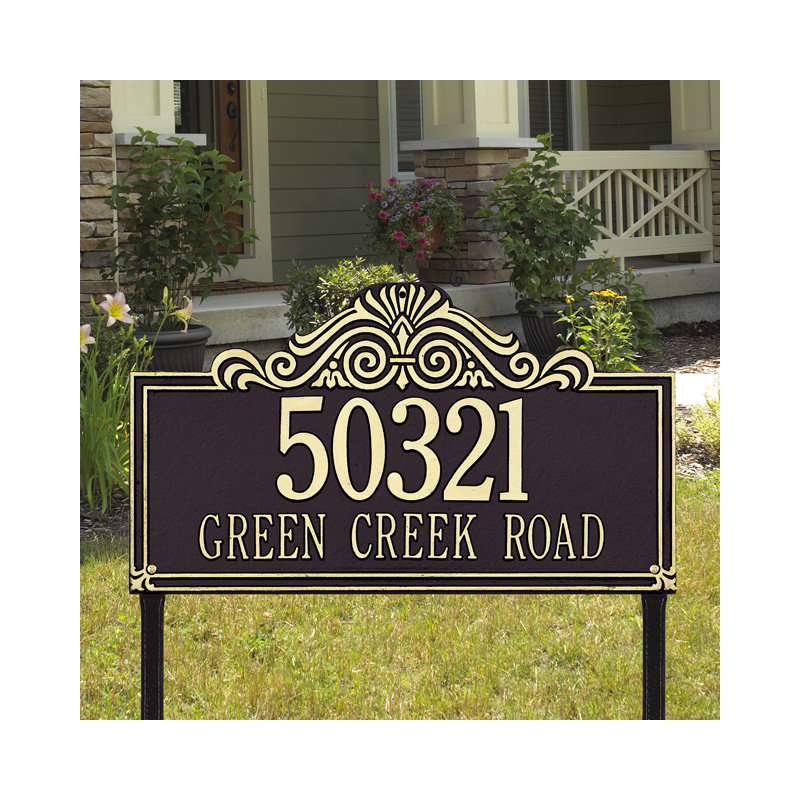 Villa Nova 2-Line Lawn Address Sign, Yes, Antique Copper
