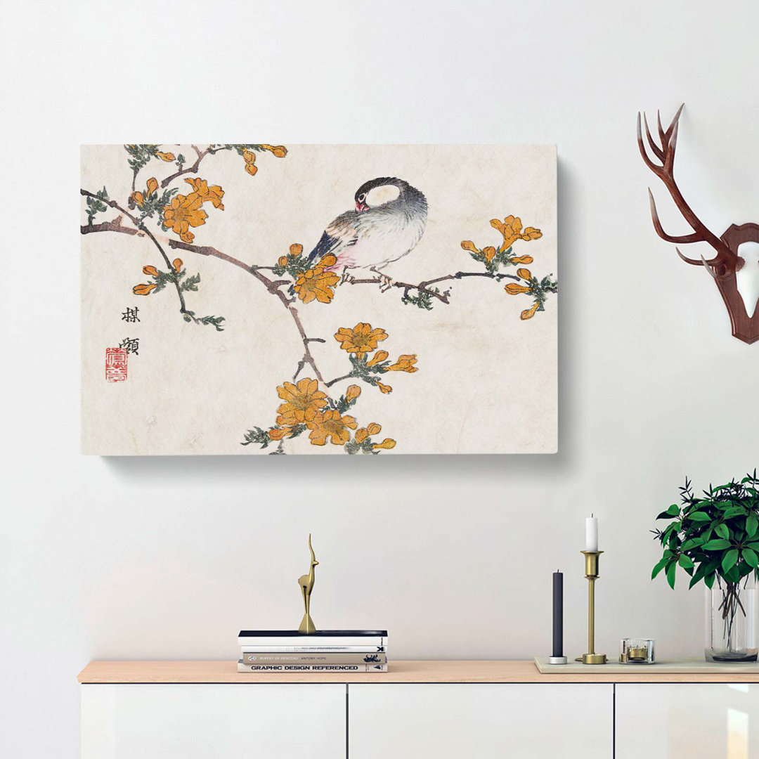 A Bird in a Blossoming Tree by Kono Bairei - Wrapped Canvas