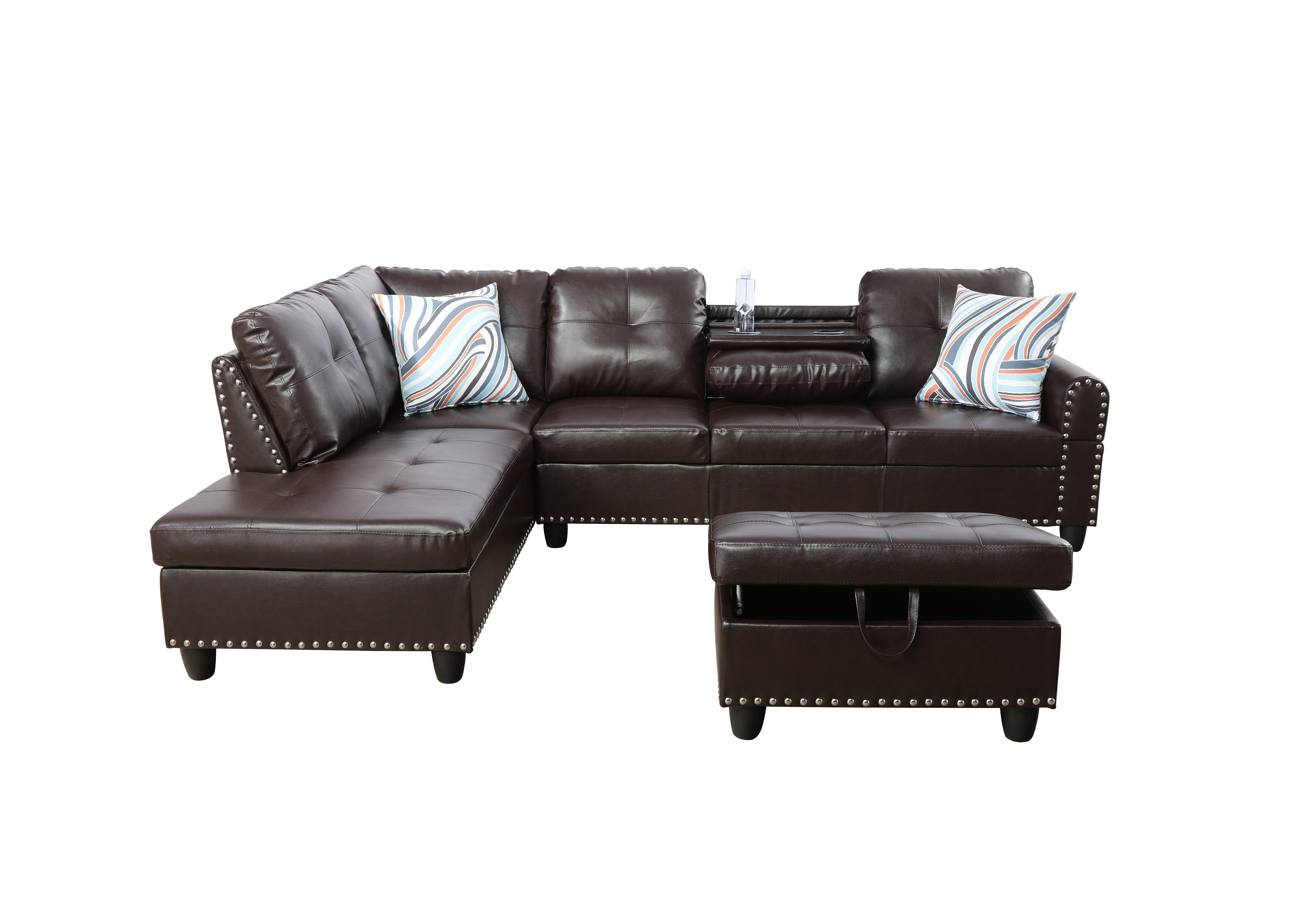 Latitude Run® 972 Wide Faux Leather Reversible Modular Sofa And Chaise With Ottoman Wayfair 6405