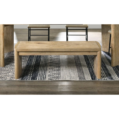Banc de salle à manger de salle à manger de style contemporain avec coins arrondis doux, finition chêne, bois d'hévéa massif, bois d'ingénierie et placage, style l 50,5 po x P 16 po