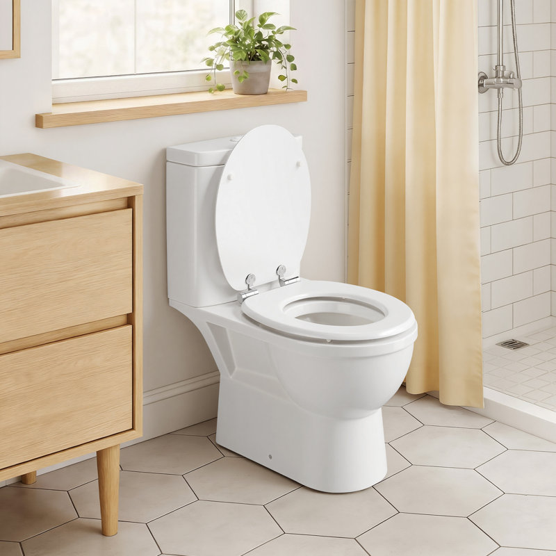 Soft Close Toilet Seat, Universal Toilet Seat O-shaped Wooden with Stainless Steel Hinges, Quick Release, Easy Cleaning, Striped Texture, MDF