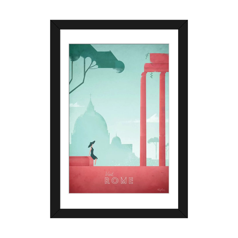 Rome, impression sur toile tendue, H 24 po x l 16 po x P 1 po, Papier d'art encadré noir, Blanc