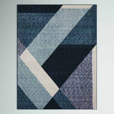 Tapis bleu / bleu marine / mauve à motif abstrait Sisto