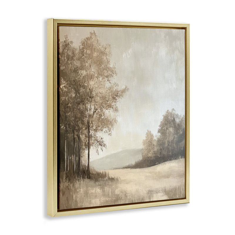 Cadre campagnard nature en hiver, design par Petal Prints Design, H 21 po x l 17 po, Cadre flottant métallique doré