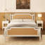Cadre de lit très grand en rotin de style traditionnel, aucun sommier nécessaire, blanc antique-274754222