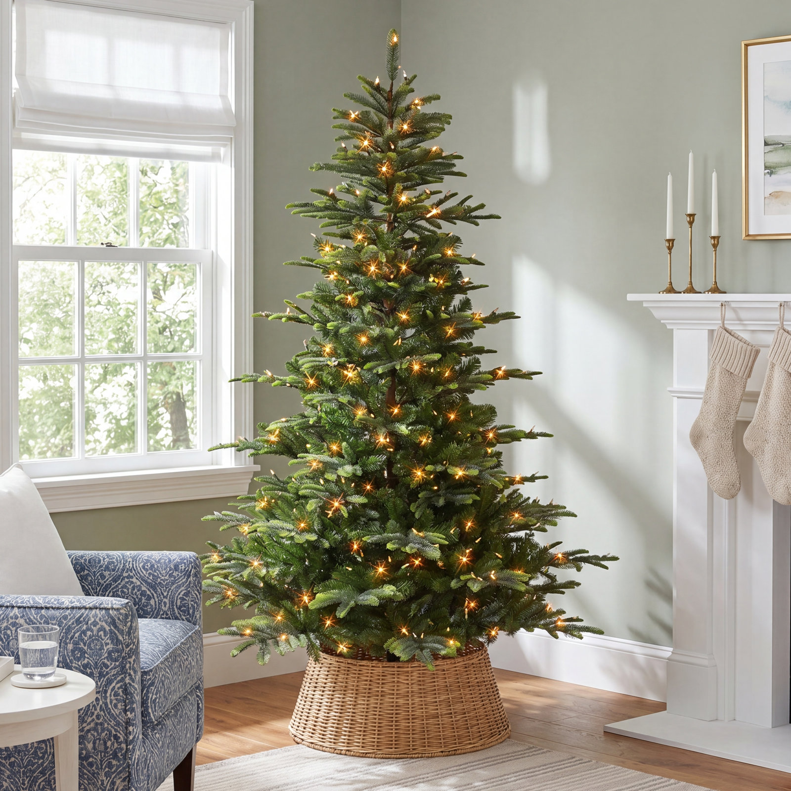 90' Artificial Fir Christmas Tree with Color & Clear Lights