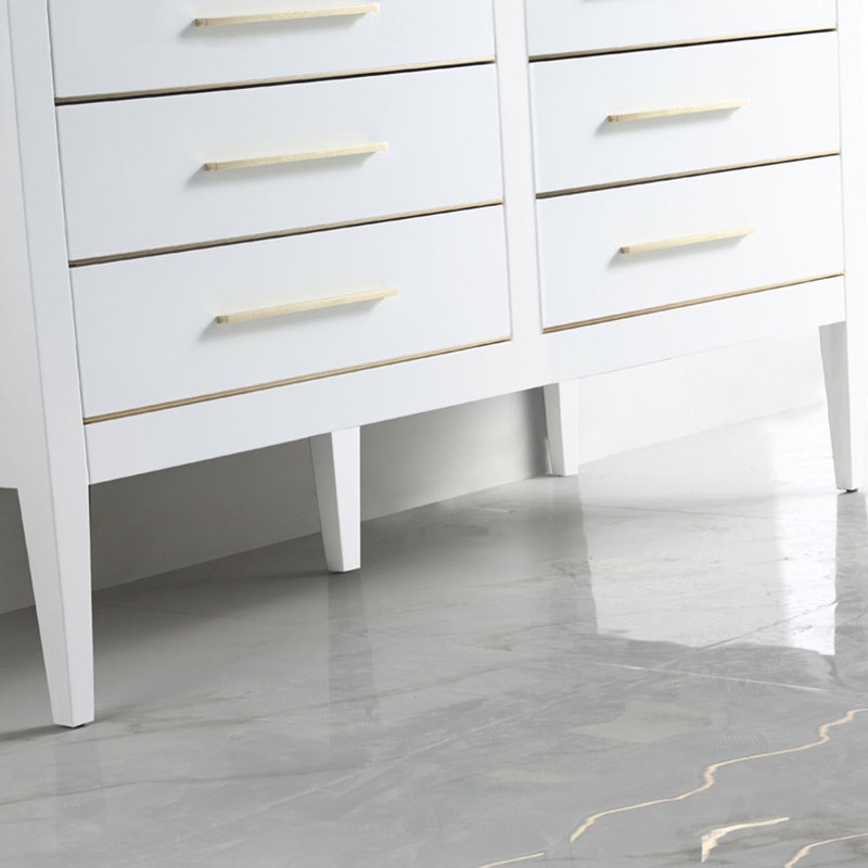 Ayer 60" White and Brass Double Bathroom Vanity Set