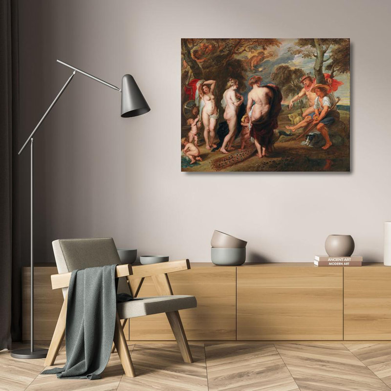 "Le Jugement de Paris" par le suiveur de Peter Paul Rubens - Toile tendue avec châssis, H 24 po x l 17 po