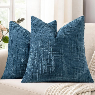 Decorative textured knitted pad, size 24x24 cm, each set includes 2 pieces, colour is navy blue