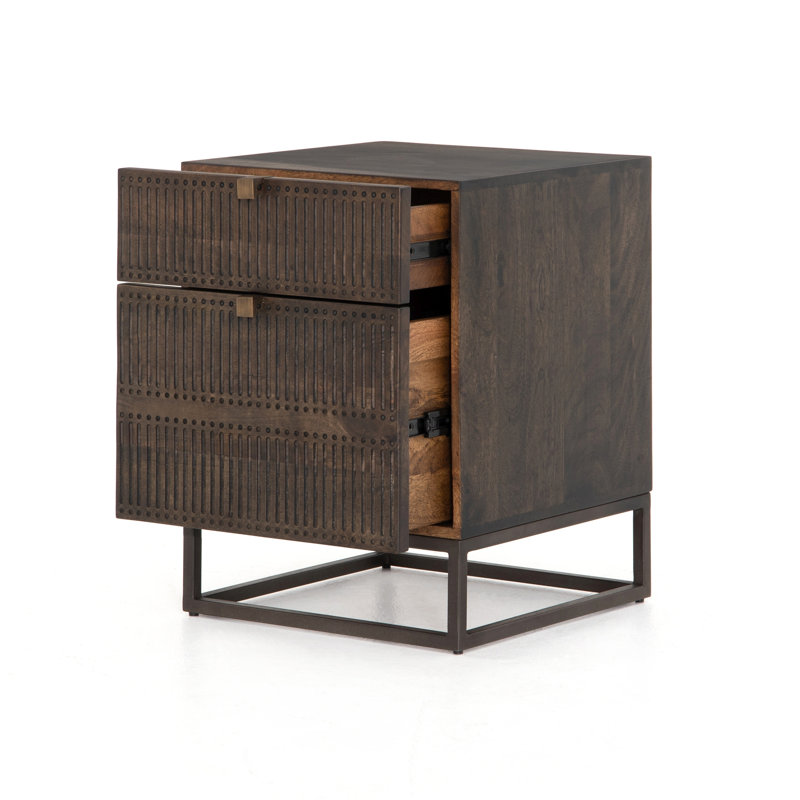 Kelby Vertical Filing Cabinet, Carved Vintage Brown
