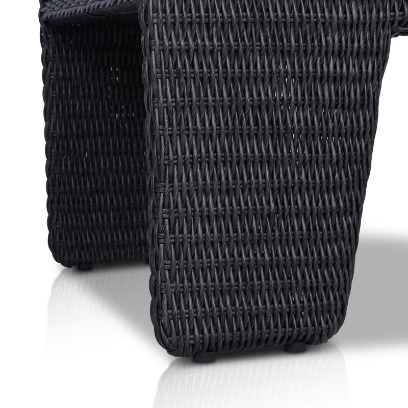 Fae Outdoor Dining Armchair, Vintage Coal Wicker/White Performance Olefin