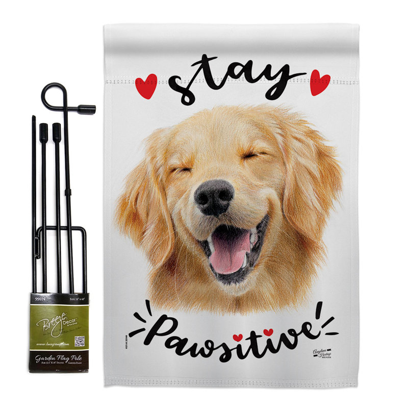 Ensemble de drapeaux en polyester 18 x 13 pi Stay Pawsitive Garden