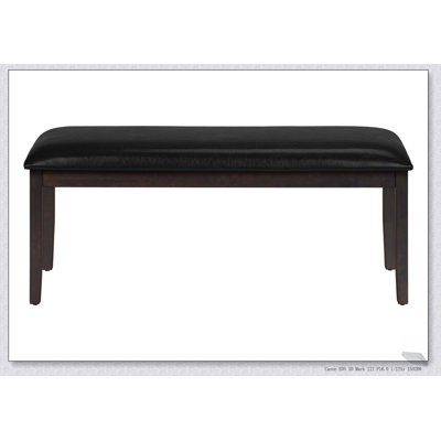 Stylish 48-Inch Rectangular Transitional Bench with Dark Brown Wood and Black Leather-Look Upholstery for Dining, Hallway, and Entryway