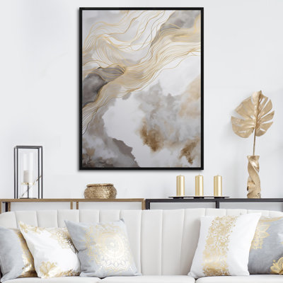 Art abstrait doré et gris V - impressions sur toile abstraites