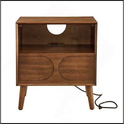 Table de chevet cannelée Mid Century