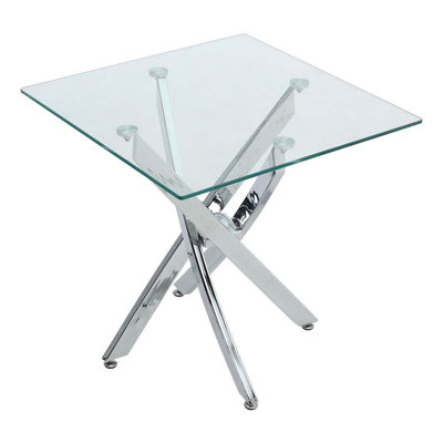 Marroquin Glass Top Cross Legs End Table