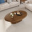 51.18'' Oval Coffee Table, Mid-century Modern Wooden Coffee Table With Wood Pedestal For Living Room, Home, Office, Brown
